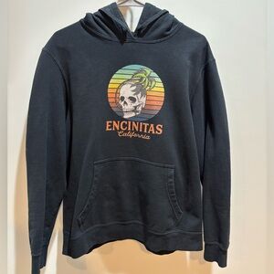 Vintage Encinitas California Black Skull Hoodie Made in Honduras